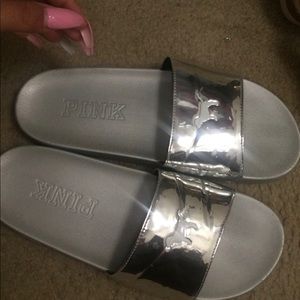 Silver pink slides